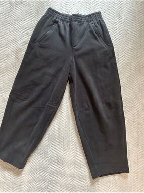 OFFLINE by Aerie Charcoal Fleece Wide Leg Sweatpants NWT Size S Short
